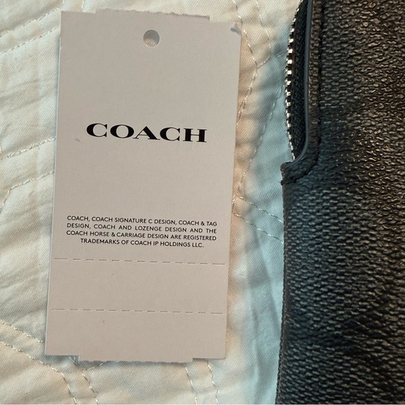 Coach Corner Zip Wristlet in Signature Canvas Black and Silver NEW - Picture 8 of 8